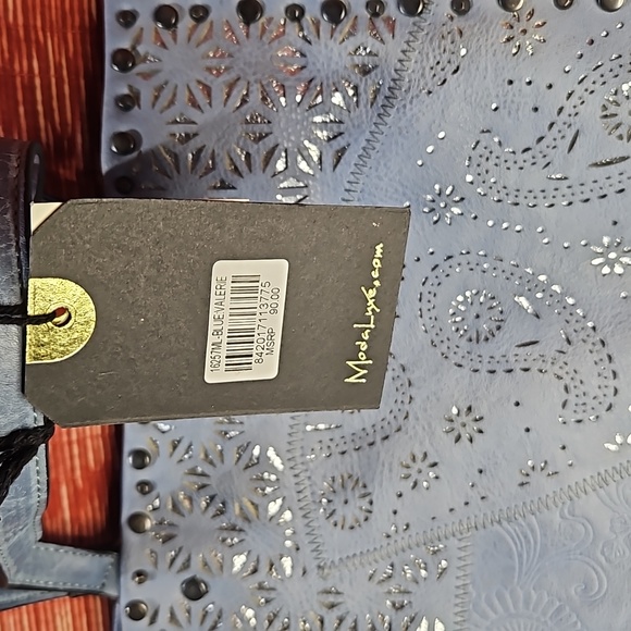 Moda Luxe NWT Artesian Collection large shoulder/crossbody/ tote.Blue-Valerie - Picture 8 of 10